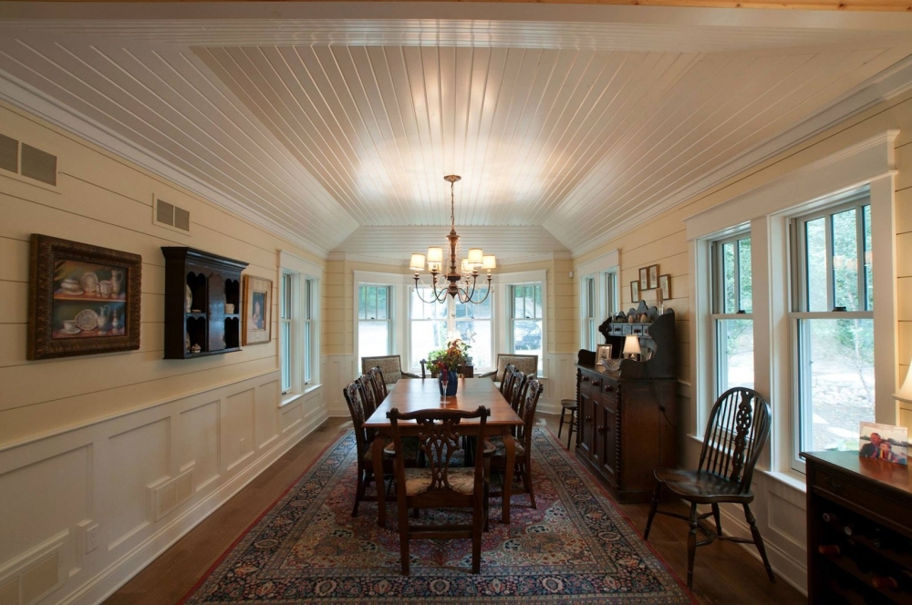 Lake Geneva Dining Room Remodel with beautiful wood flooring and wood ceilings Lake Geneva Dining Room Remodel
